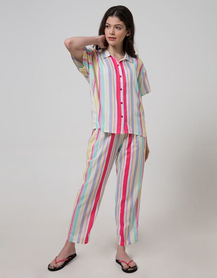 Nevada Short Sleeve Pyjama Pants Bling Stripe