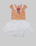 Two Mix Striped-Klok Skirt Suit