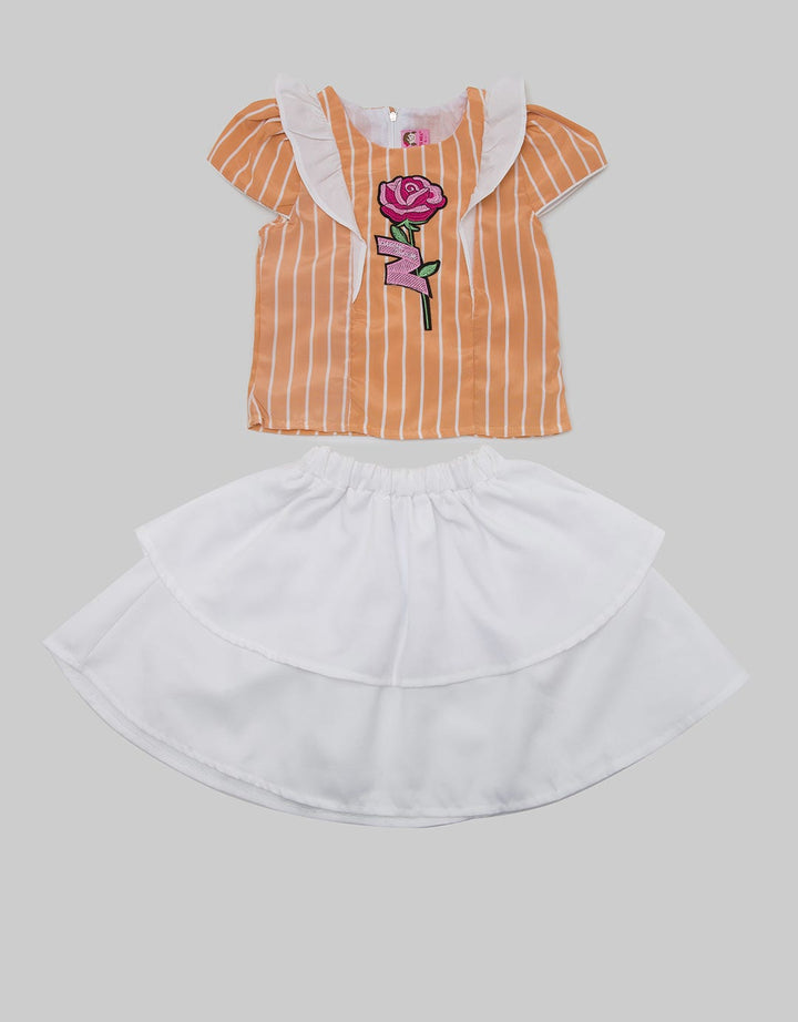 Two Mix Striped-Klok Skirt Suit