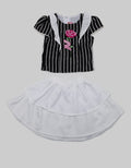 Two Mix Striped-Klok Skirt Suit