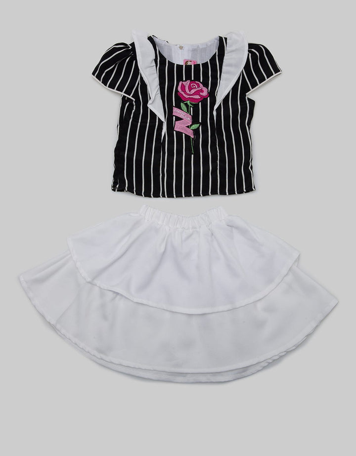 Two Mix Striped-Klok Skirt Suit