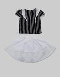 Two Mix Striped-Klok Skirt Suit