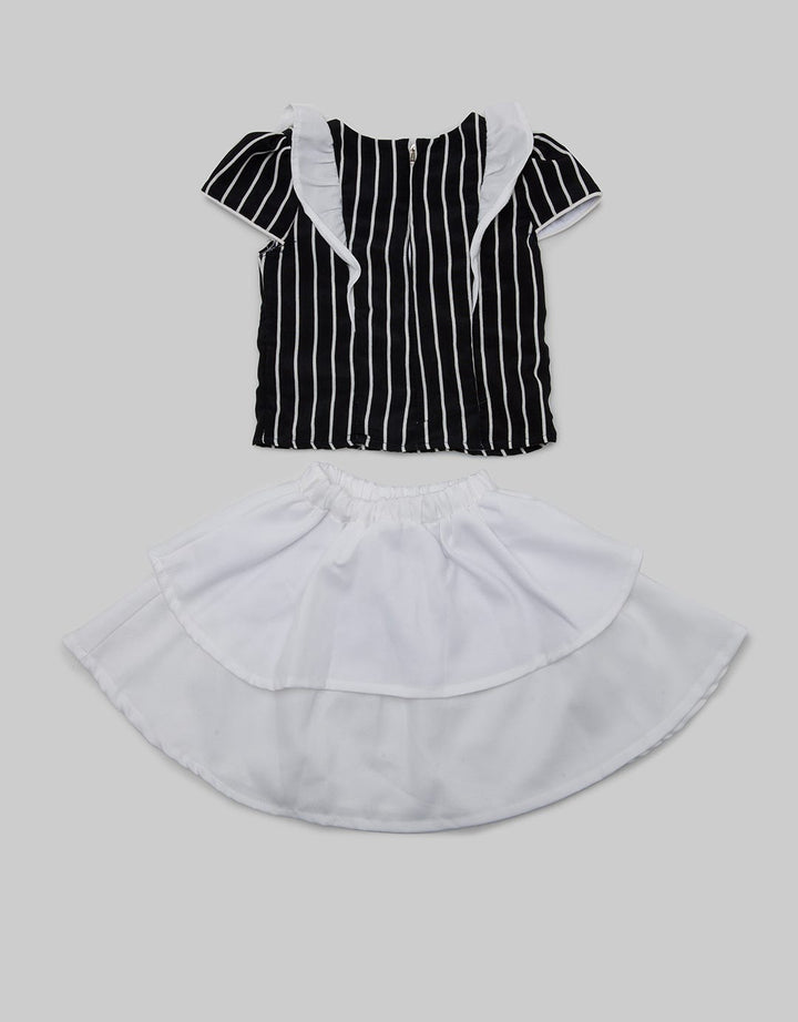 Two Mix Striped-Klok Skirt Suit
