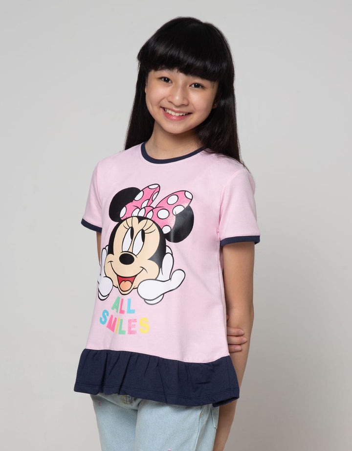 Disney Short Sleeve T-Shirt Minnie Bow Bawah Geber