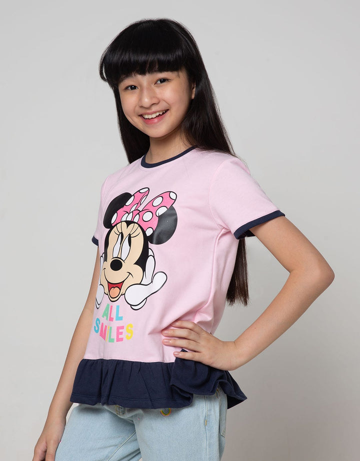 Disney Short Sleeve T-Shirt Minnie Bow Bawah Geber