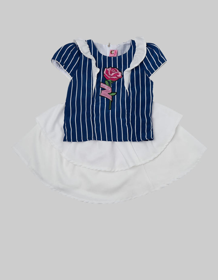 Two Mix Striped-Klok Skirt Suit