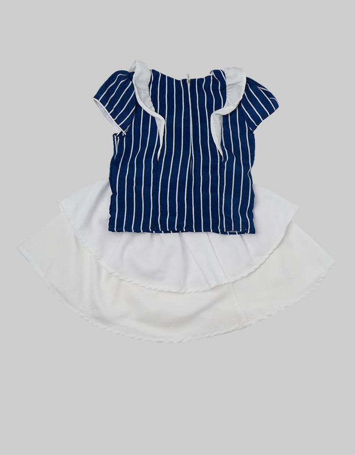 Two Mix Striped-Klok Skirt Suit