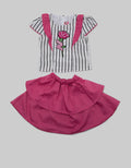 Two Mix Striped-Klok Skirt Suit