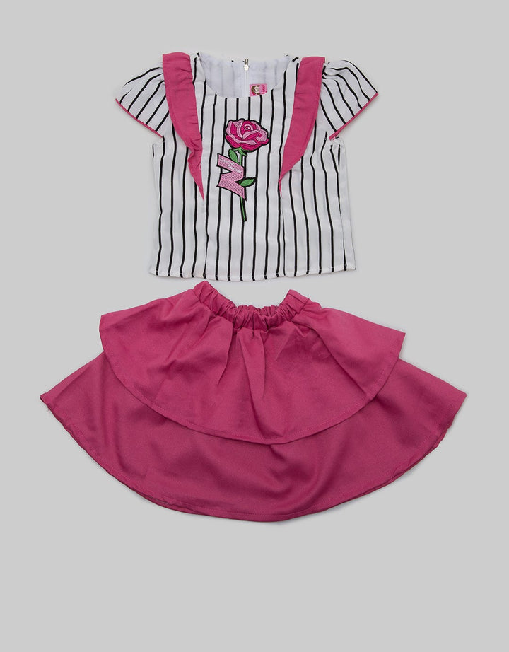 Two Mix Striped-Klok Skirt Suit