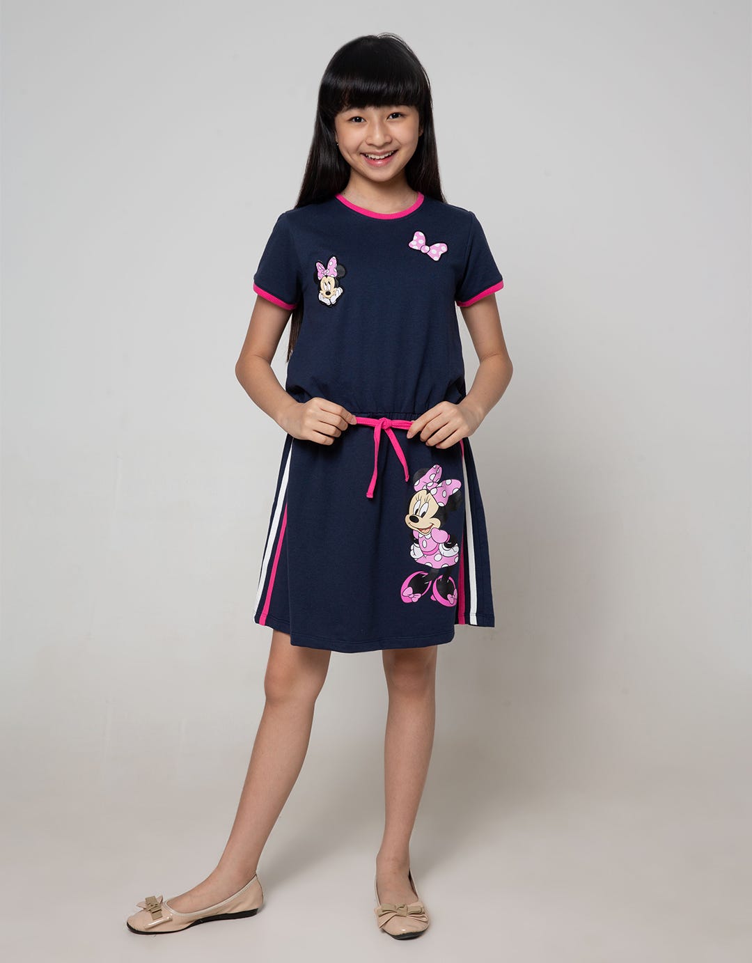 Disney Short Sleeve Midi Dress Minnie Elastic Waist