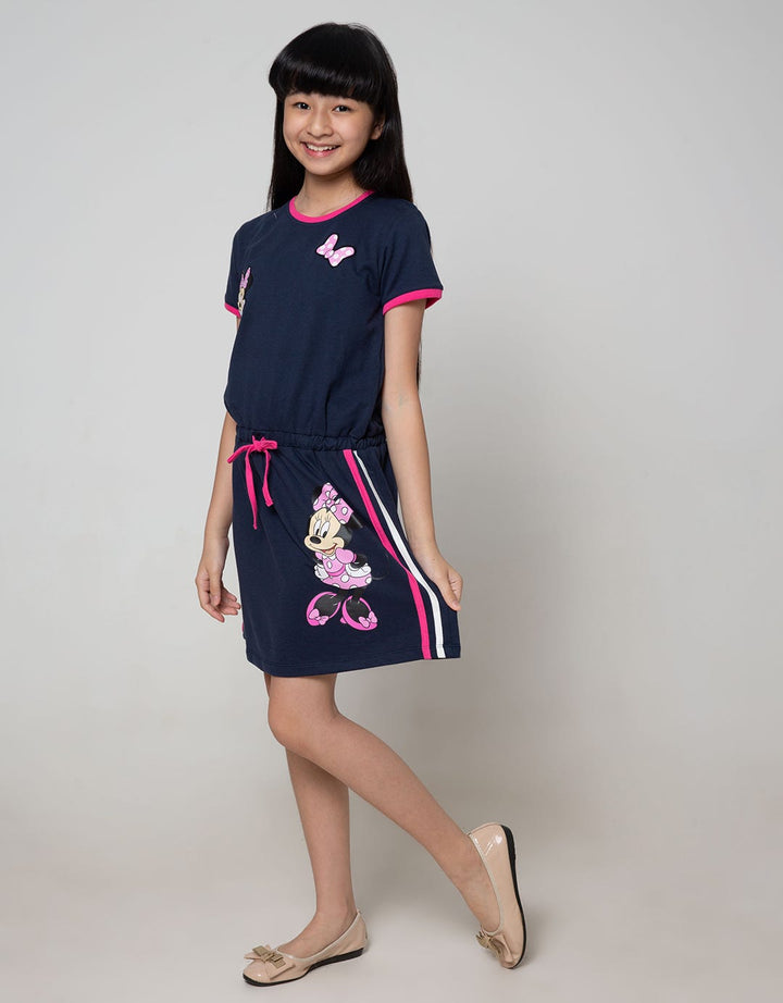 Disney Short Sleeve Midi Dress Minnie Elastic Waist