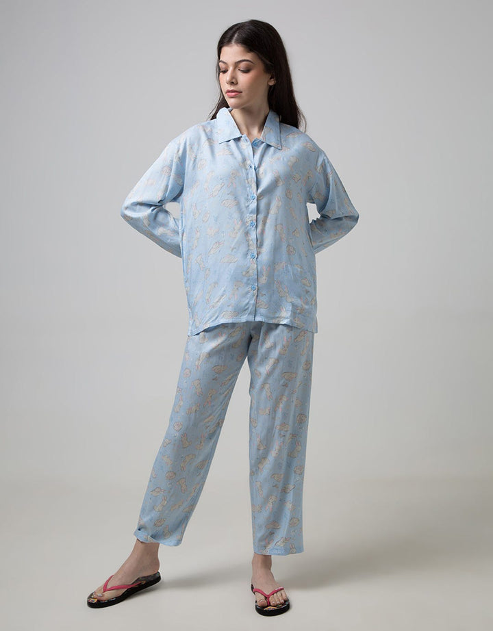 Nevada Long Sleeve Pyjama Pants Bunny Love Flower
