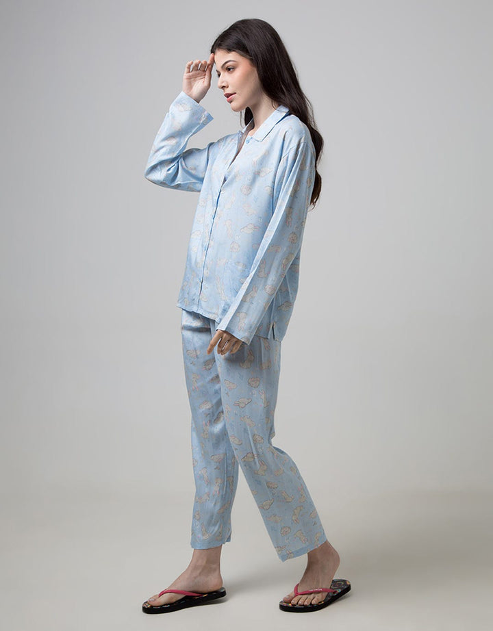 Nevada Long Sleeve Pyjama Pants Bunny Love Flower