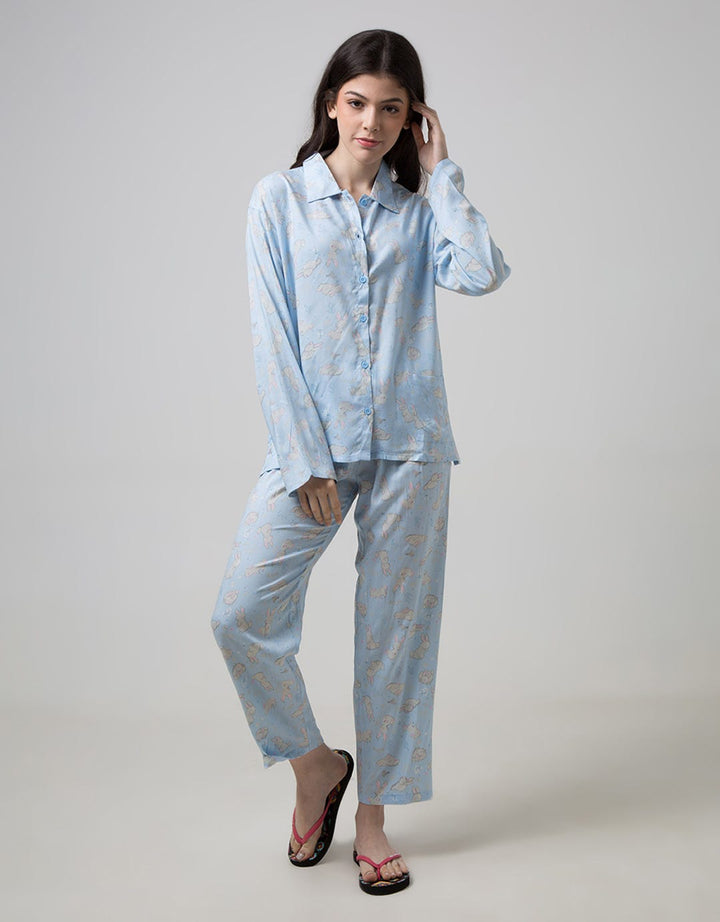 Nevada Long Sleeve Pyjama Pants Bunny Love Flower