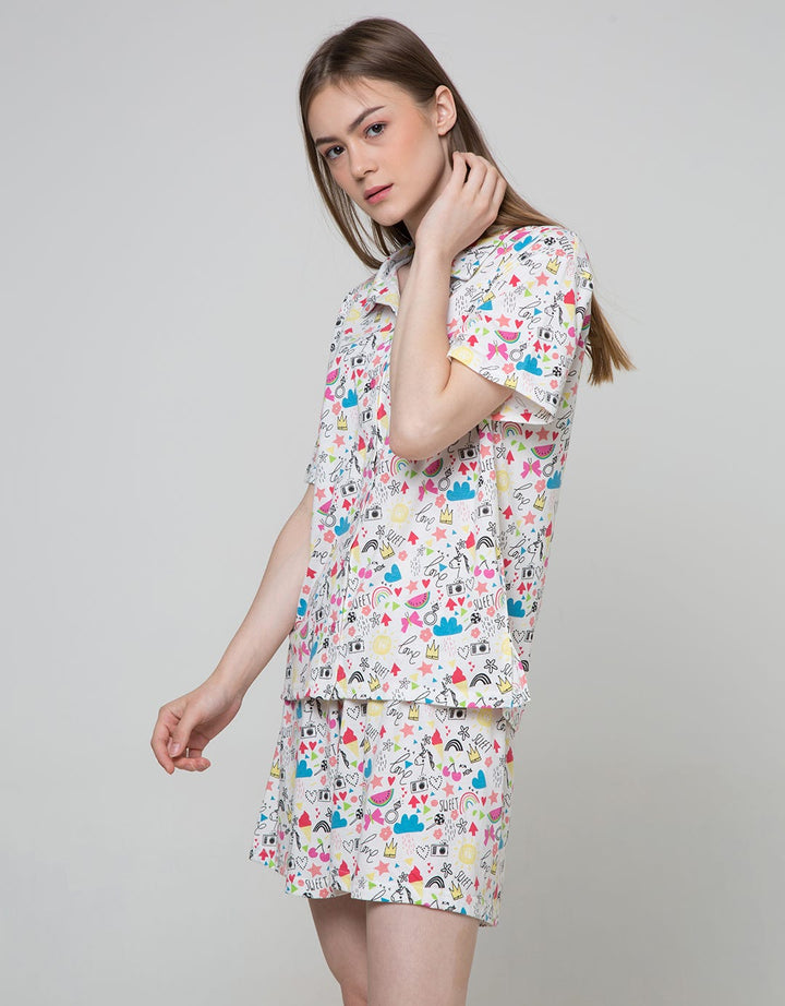 Nevada Short Sleeve Pyjama Shorts Love
