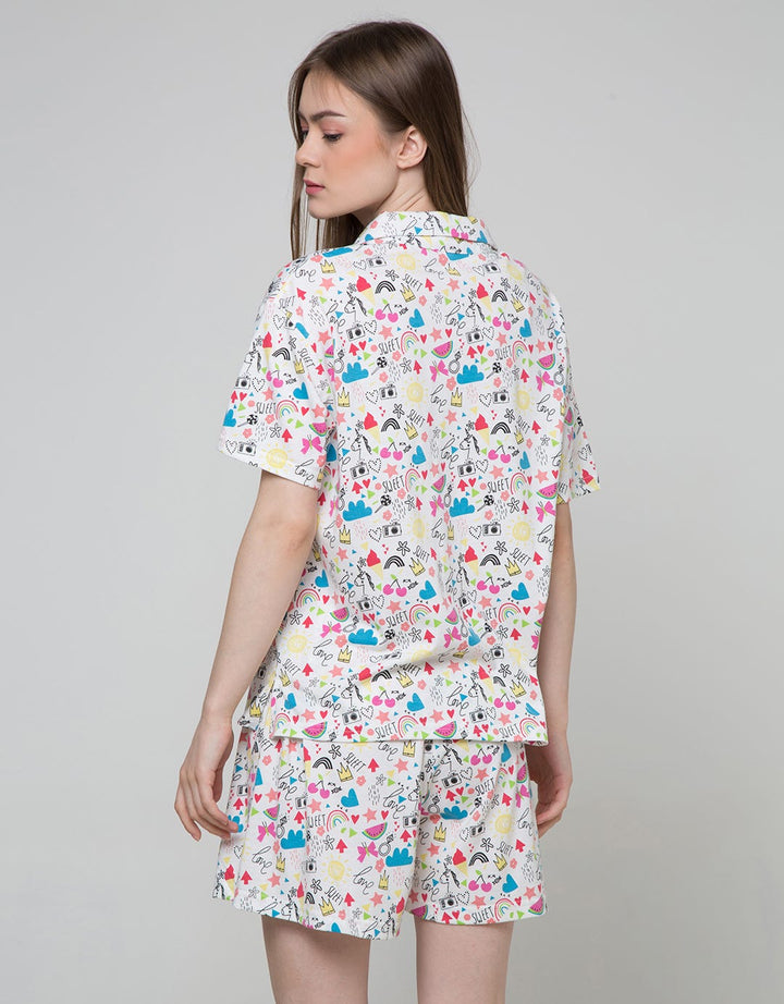 Nevada Short Sleeve Pyjama Shorts Love