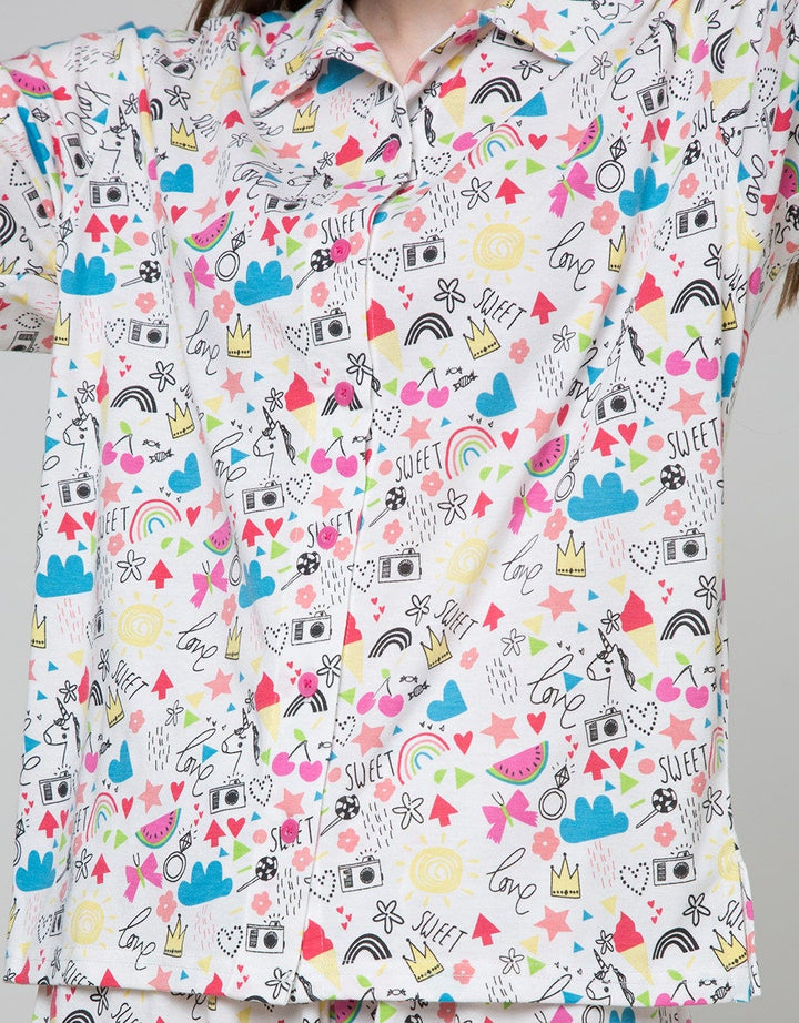 Nevada Short Sleeve Pyjama Shorts Love