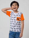 Little M Short Sleeve T-Shirt Fullprint Crane Excavator Kantong Print
