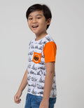 Little M Short Sleeve T-Shirt Fullprint Crane Excavator Kantong Print