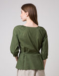 Connexion Long Sleeve Blouse 7/8 V-neck Slub Overslagh With Elastic