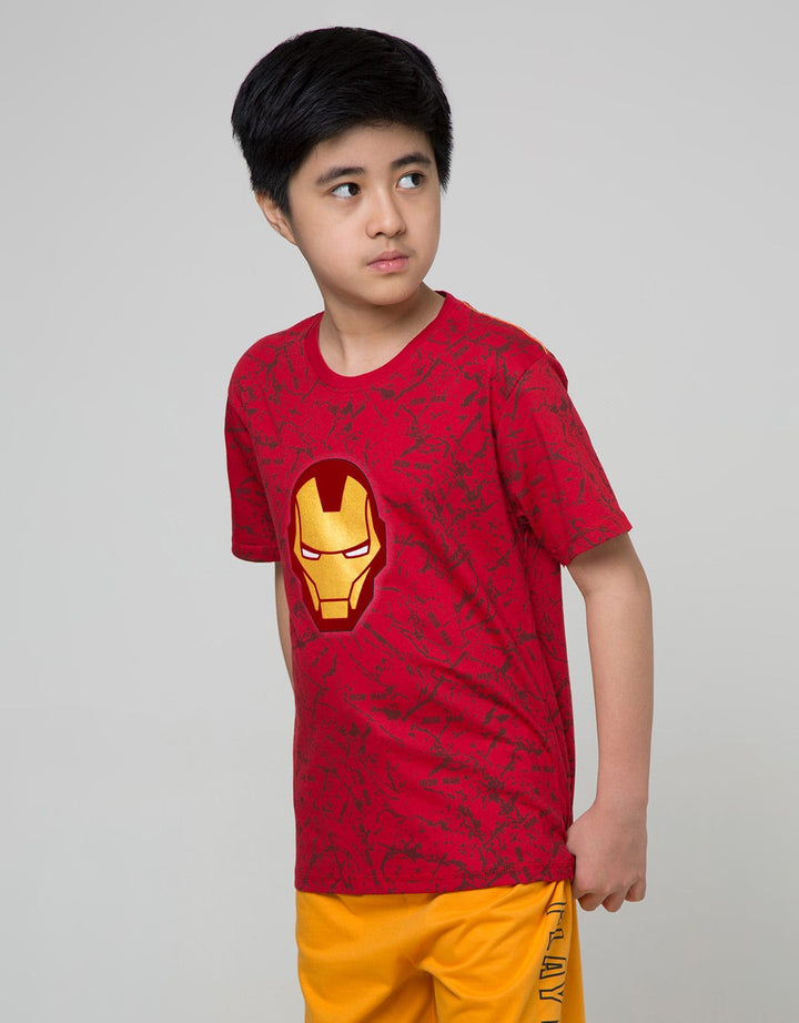 Marvel Avenger Iron Man Fullprint Face Flock Short Sleeve T-Shirt