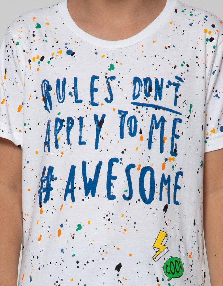 Little M Short Sleeve Tshirt Fullprint Splash Color Rules Dont Apply