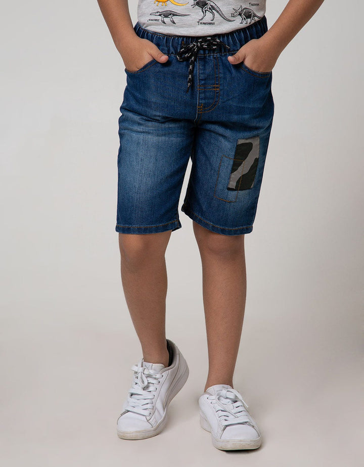 Little M Denim Short Karet Aplikasi Army