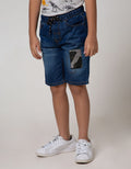 Little M Denim Short Karet Aplikasi Army