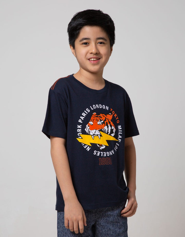 Aero Kids Short Sleeve T-Shirt Printnofloc Regular Drawing Tiger