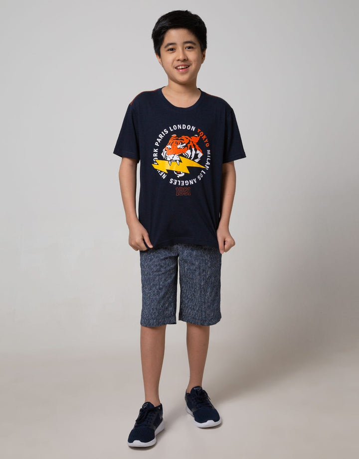 Aero Kids Short Sleeve T-Shirt Printnofloc Regular Drawing Tiger