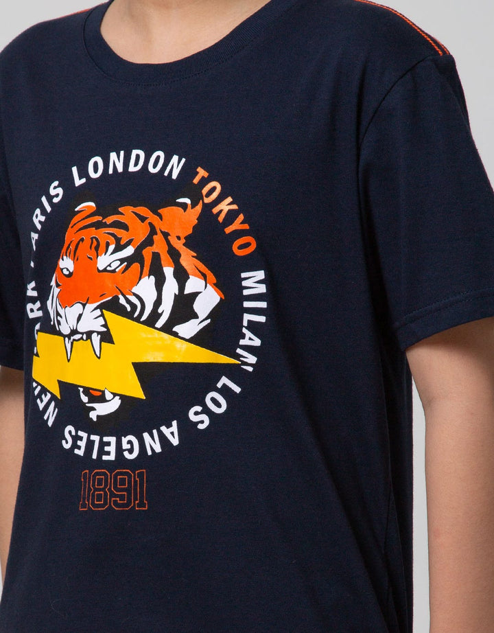 Aero Kids Short Sleeve T-Shirt Printnofloc Regular Drawing Tiger