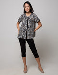 St. Yves Short Sleeve Blouse Top  Print Animal