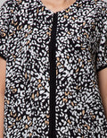St. Yves Short Sleeve Blouse Top  Print Animal