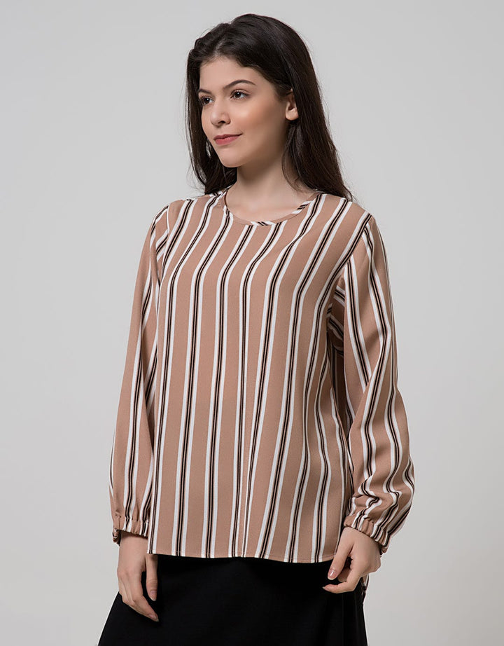 Details Long Sleeve Blouse Strech Wolly Crepe