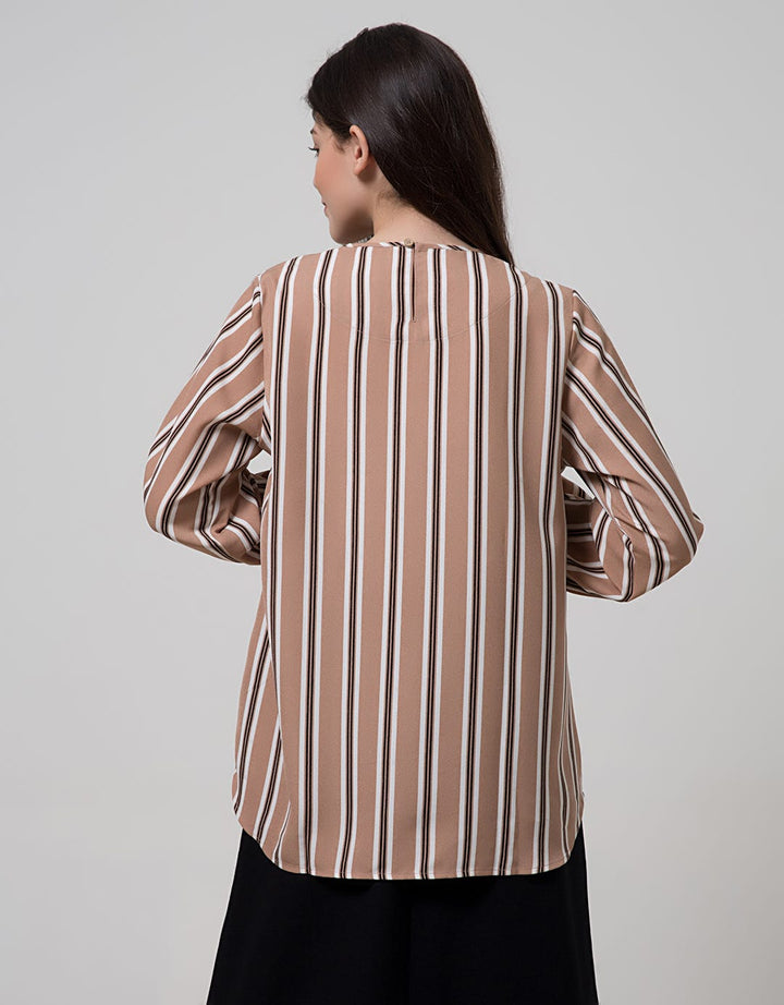 Details Long Sleeve Blouse Strech Wolly Crepe