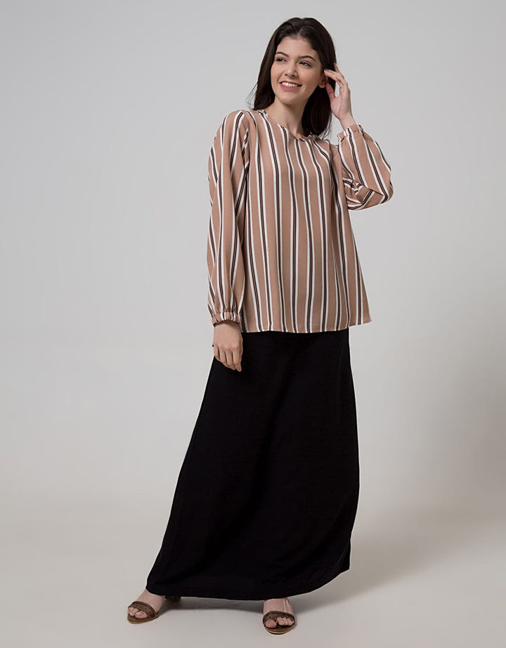 Details Long Sleeve Blouse Strech Wolly Crepe