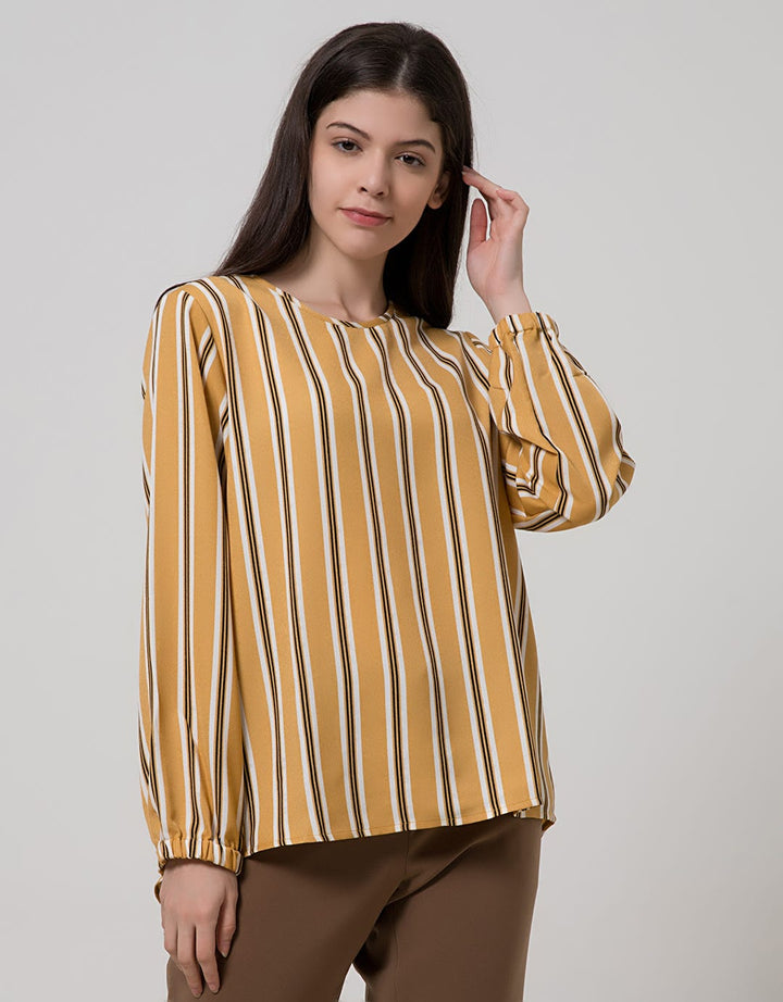 Details Long Sleeve Blouse Strech Wolly Crepe
