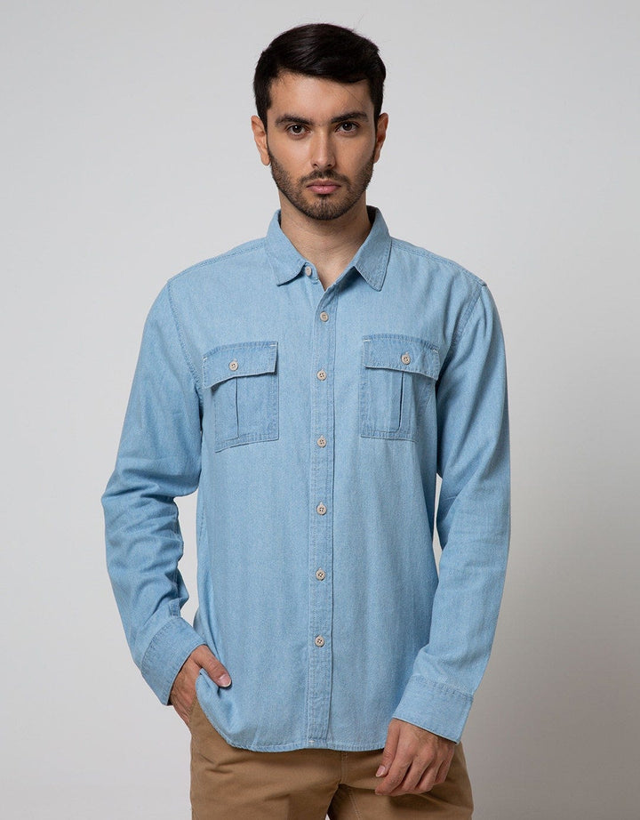 Nevada Long Sleeve Shirt Denim 5 Oz Eznym Bleach