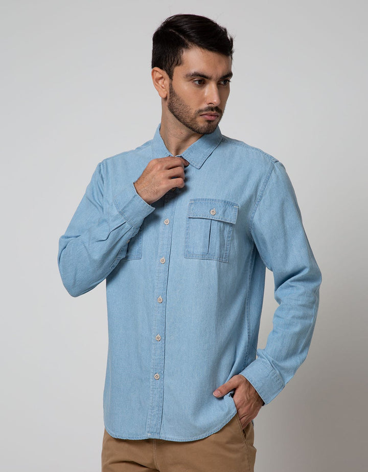 Nevada Long Sleeve Shirt Denim 5 Oz Eznym Bleach