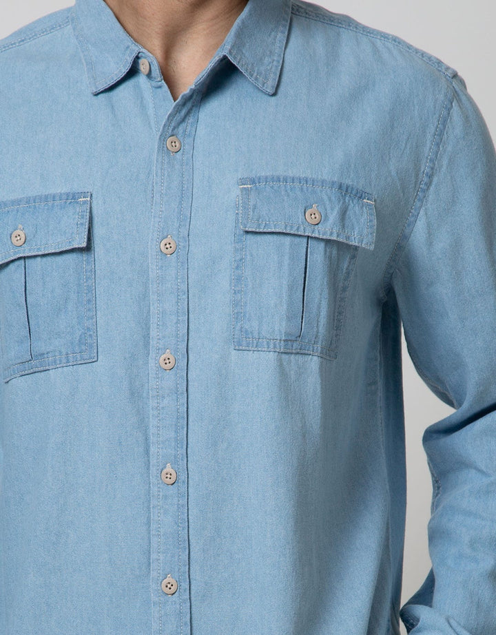 Nevada Long Sleeve Shirt Denim 5 Oz Eznym Bleach