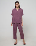 St. Yves Short Sleeve Pyjama Pants Plain Wine