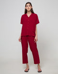 St. Yves Short Sleeve Pyjama Pants Plain Wine