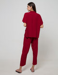 St. Yves Short Sleeve Pyjama Pants Plain Wine