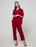 St. Yves Short Sleeve Pyjama Pants Plain Wine