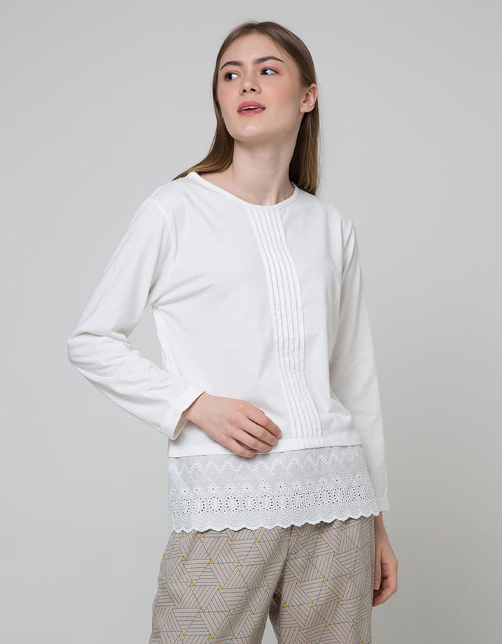 Details Long Sleeve Blouse Top With Lace