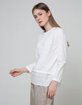 Details Long Sleeve Blouse Top With Lace