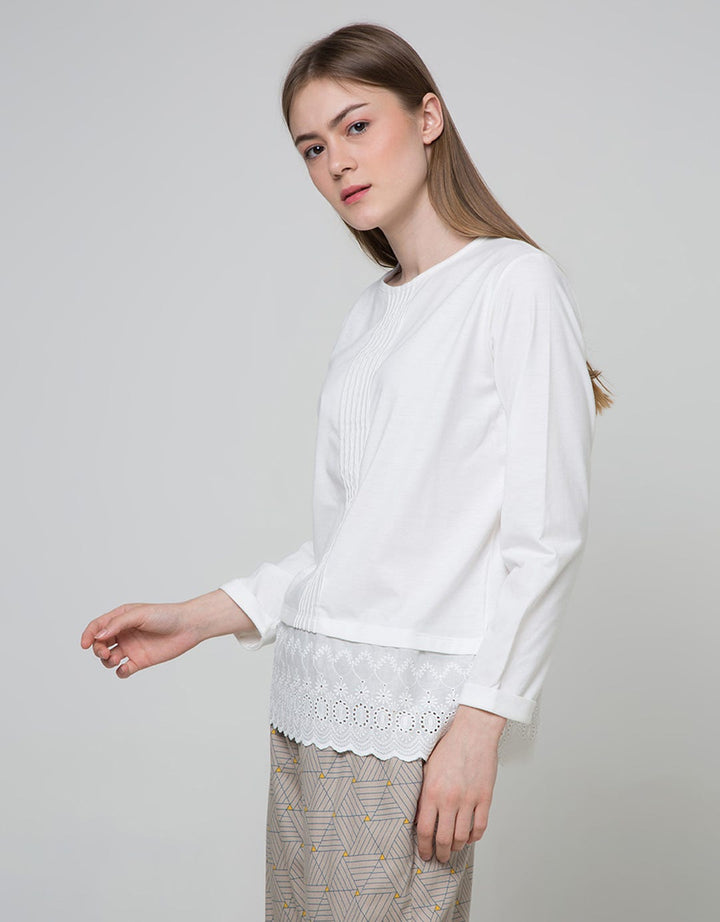 Details Long Sleeve Blouse Top With Lace
