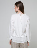 Details Long Sleeve Blouse Top With Lace