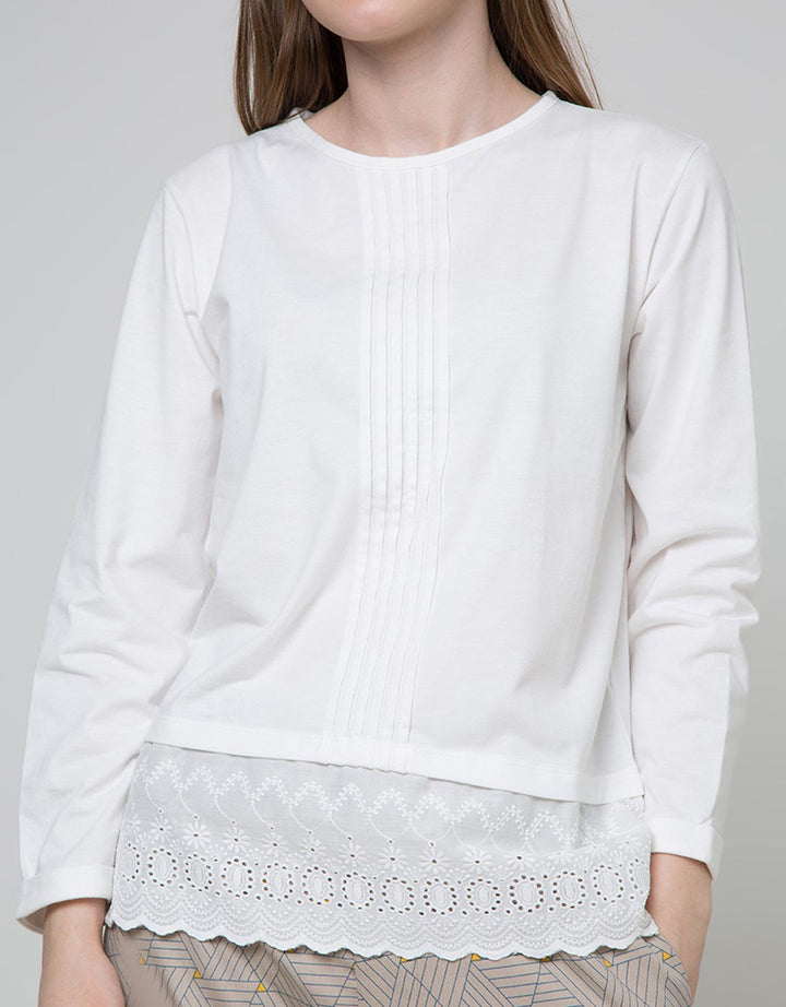 Details Long Sleeve Blouse Top With Lace