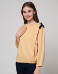 Details Long Sleeve Blouse Top With Pita Wording